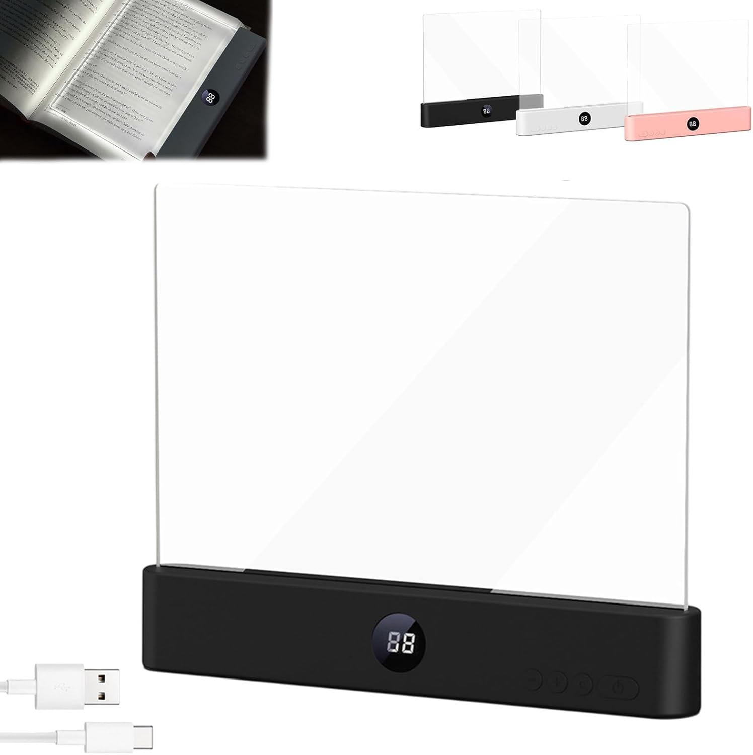 Rechargeable LED Flat Book Light for Reading at Night