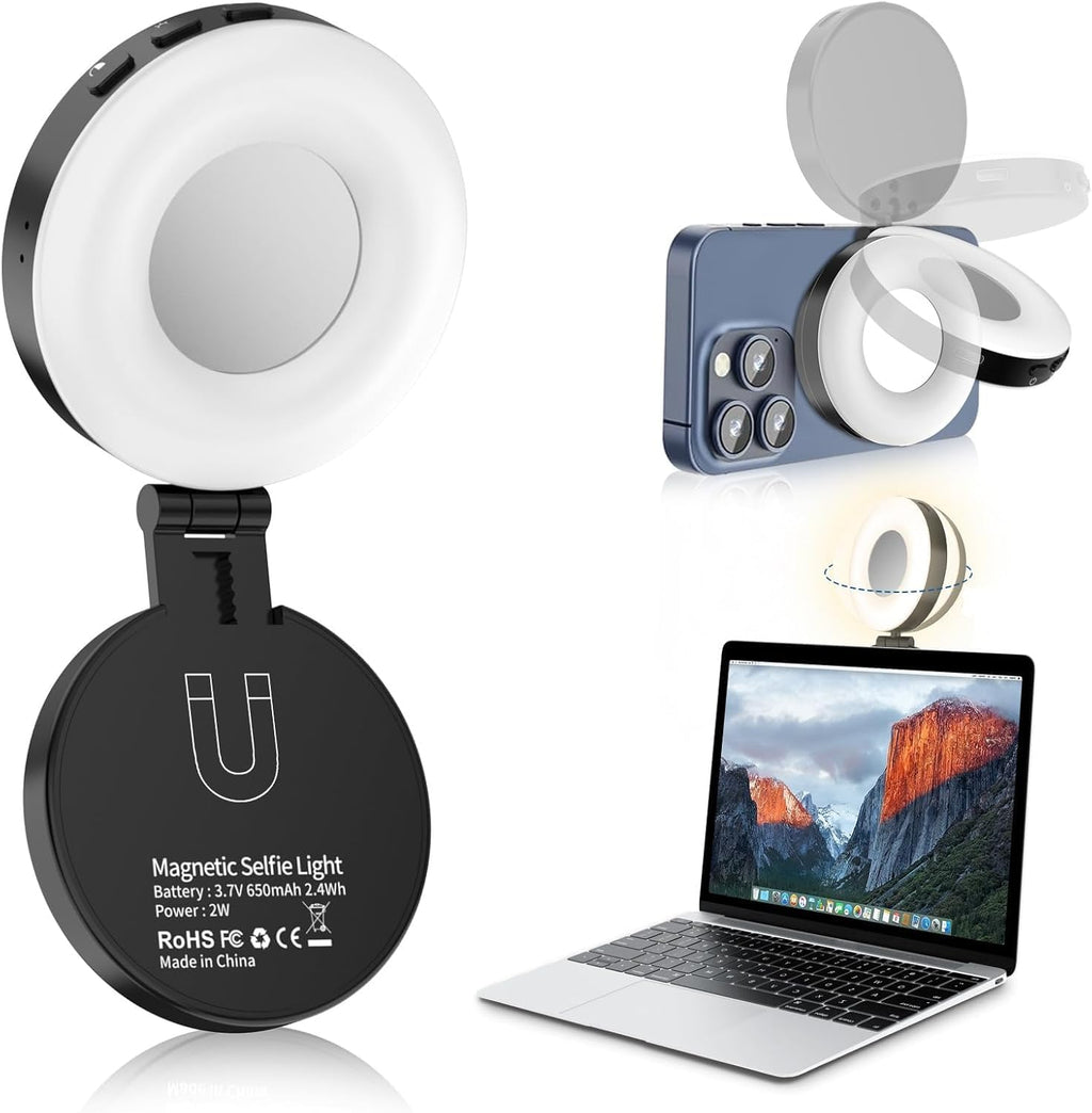 3-in-1 Magnetisches Selfie-Licht & Kosmetikspiegel - MagSafe Kompatibel