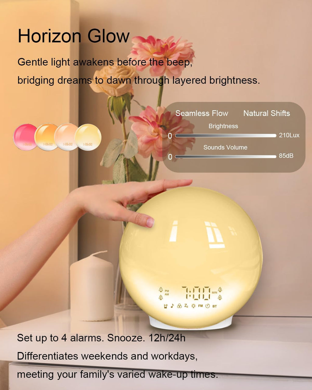 Smart Sunrise Alarm Clock Wake-Up Light with Sound Machine