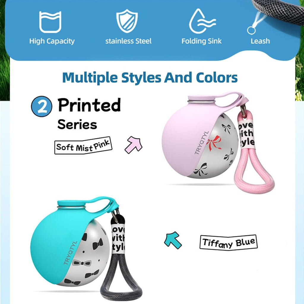 Portable Pet Water Bottle with Foldable Bowl