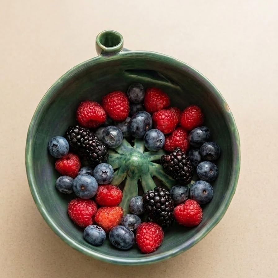 Handmade Ceramic Vortex Berry Bowl, Self-Spinning Berry Washing Bowl Ceramic