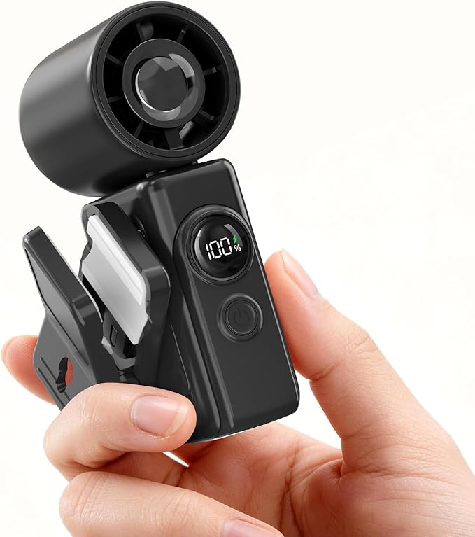Portable Clip-On Mini Fan with LED Display