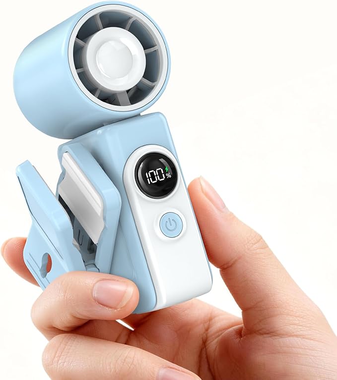 Portable Clip-On Mini Fan with LED Display