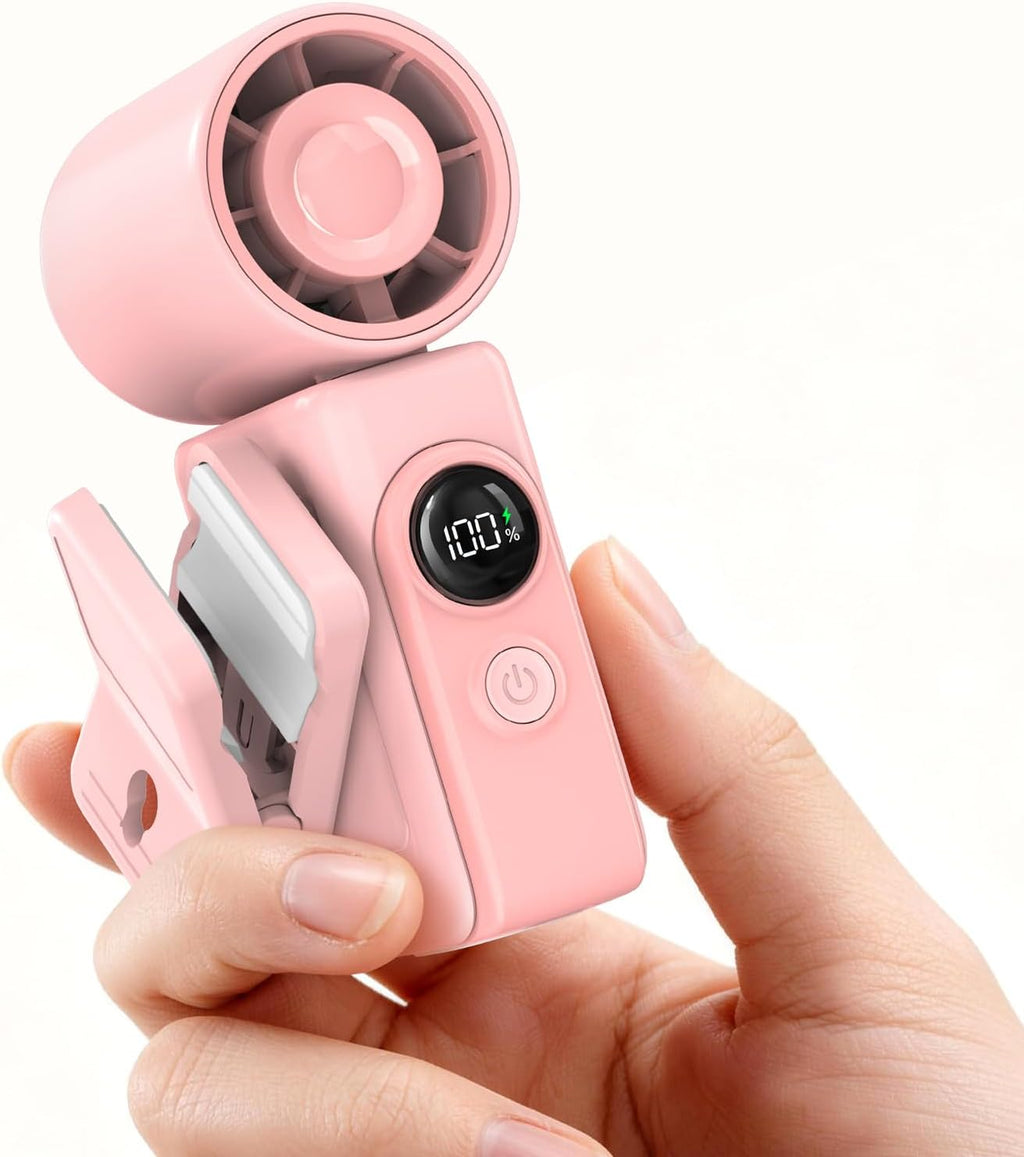 Portable Clip-On Mini Fan with LED Display