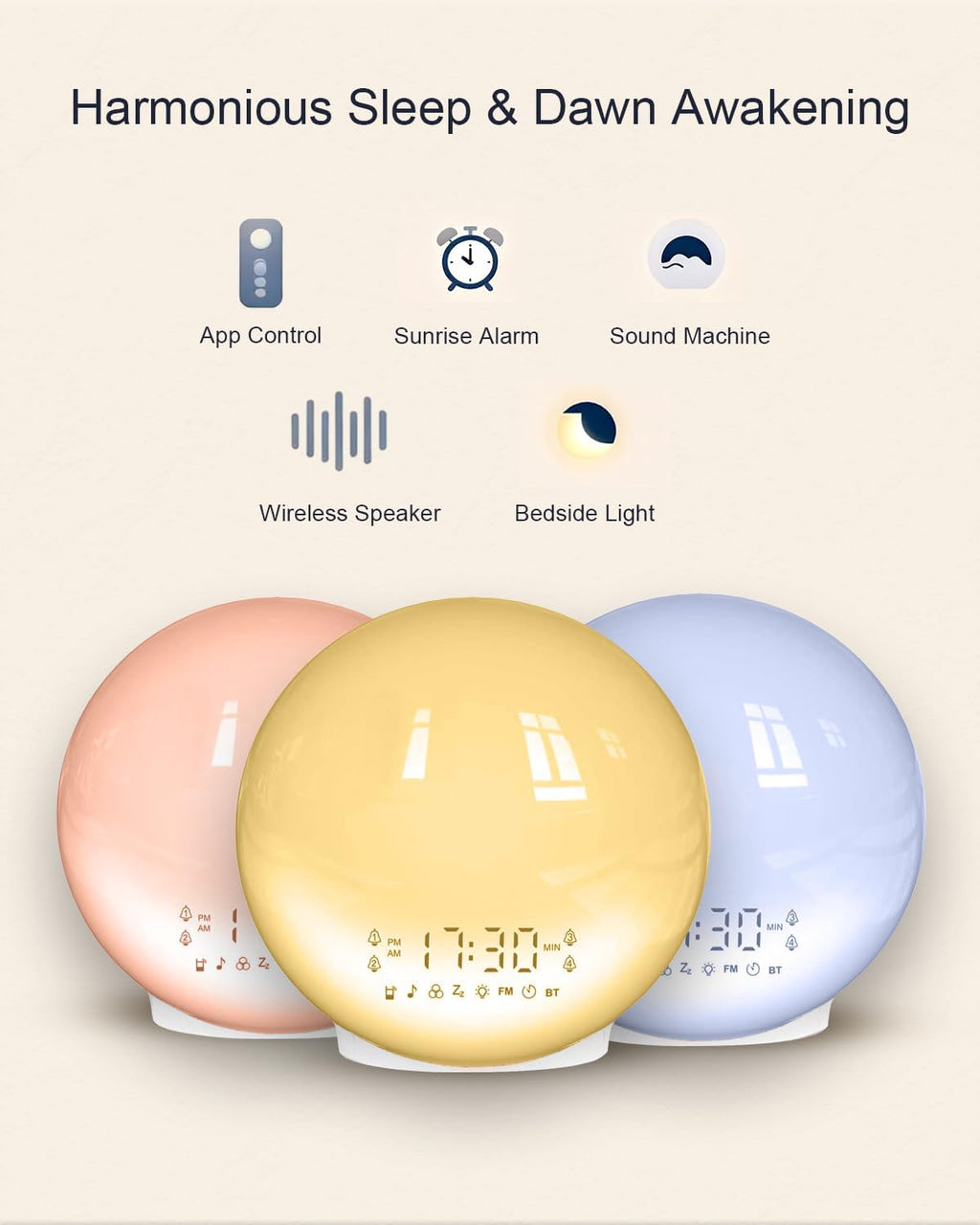 Smart Sunrise Alarm Clock Wake-Up Light with Sound Machine