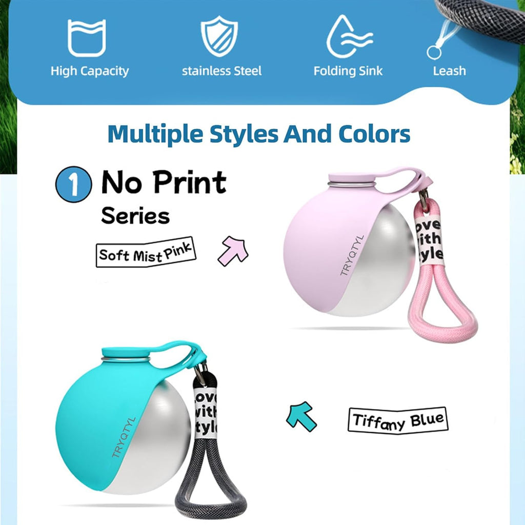 Portable Pet Water Bottle with Foldable Bowl