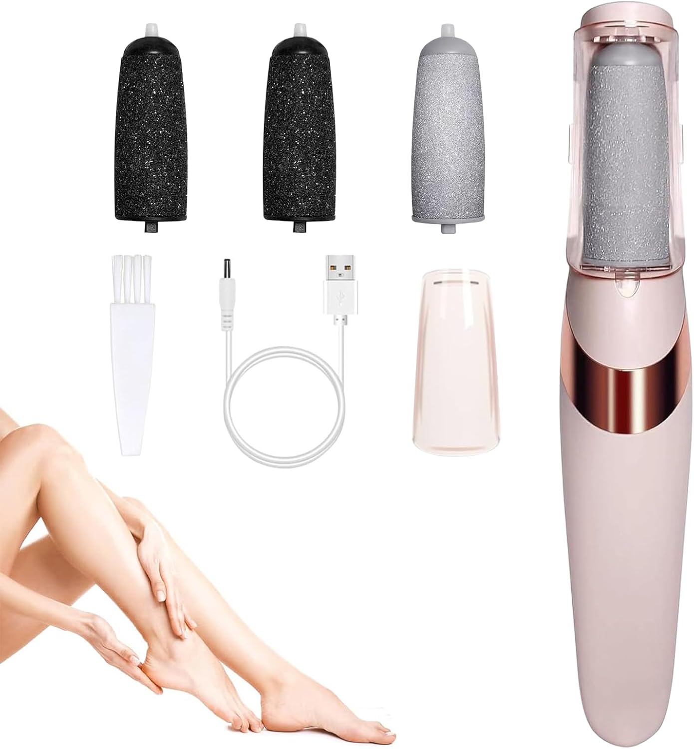 Rechargeable electric foot file for removing dry skin and calluses