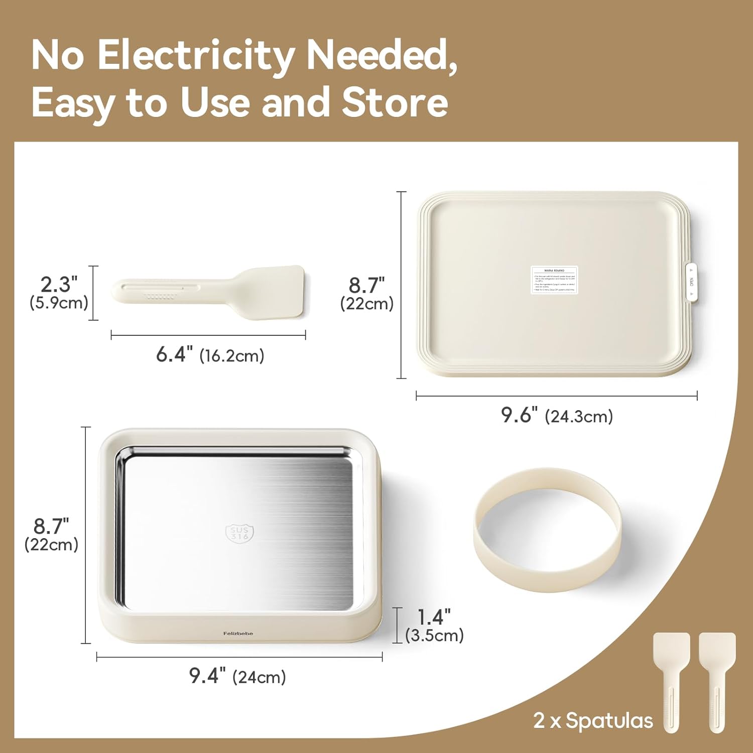 Rolled Ice Cream Maker Kit with Lid and 2 Spatulas