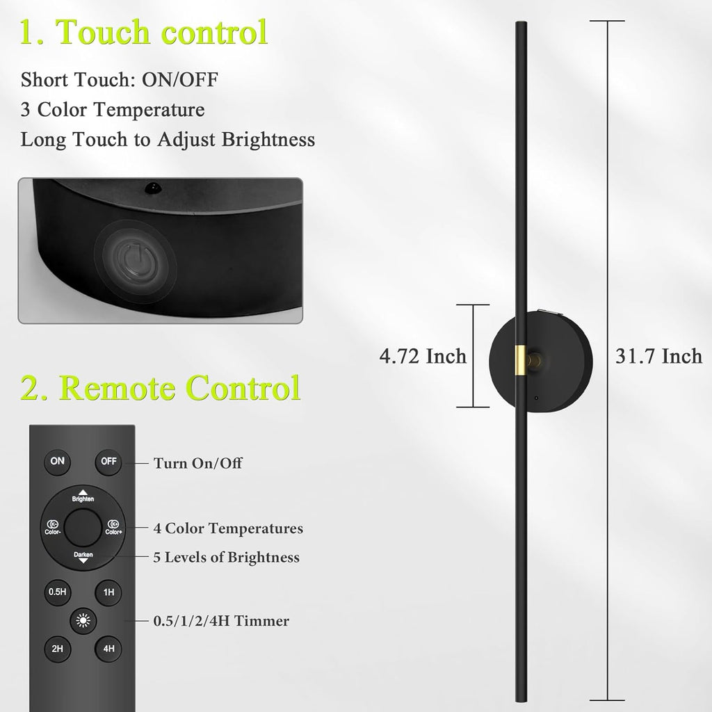 Wireless Rechargeable Wall Sconce Set of 2
