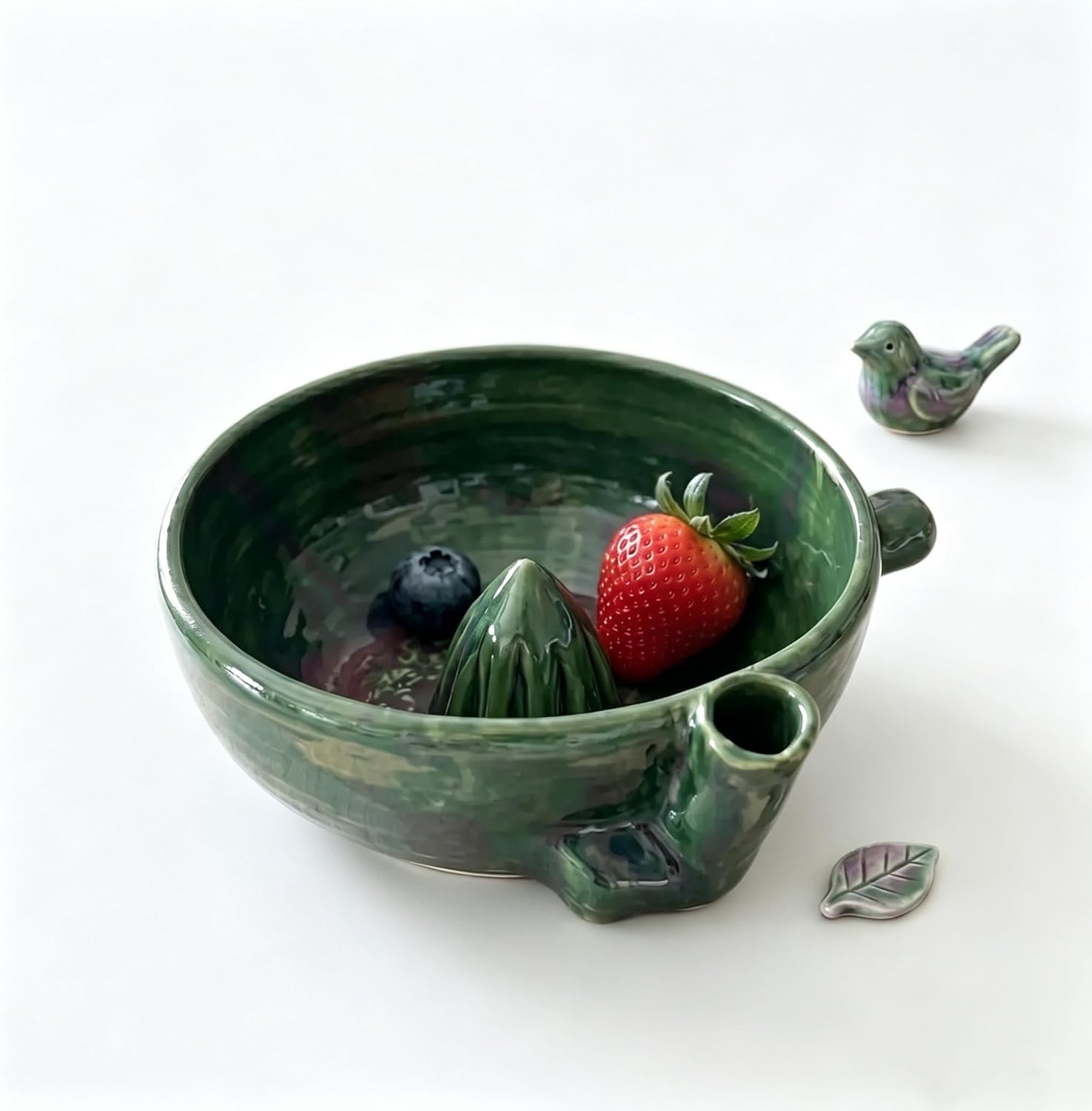 Handmade Ceramic Vortex Berry Bowl, Self-Spinning Berry Washing Bowl Ceramic