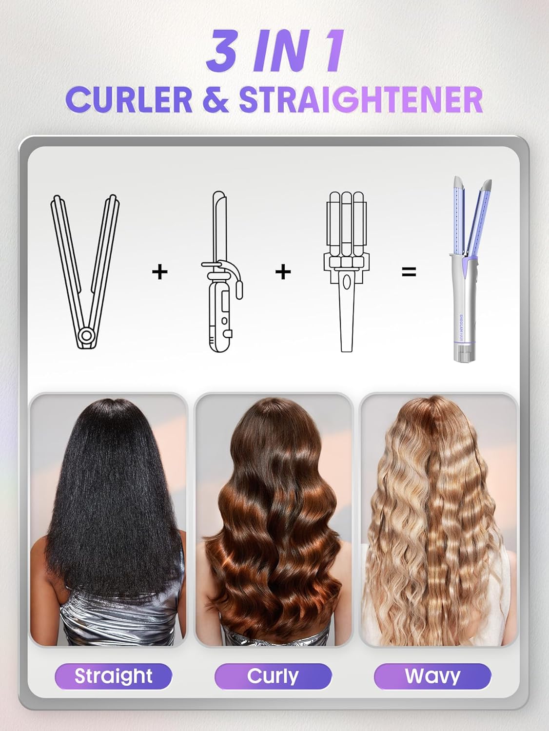 Manual Airflow Styler Curling Iron, 2 in 1 Hair Straightener & Curler, 360° Cool Air Lock, 1 inch, Anti-Scald Flat Iron, 4 Temps, Fast Curling Straightening Less Damage for Long Short Hair