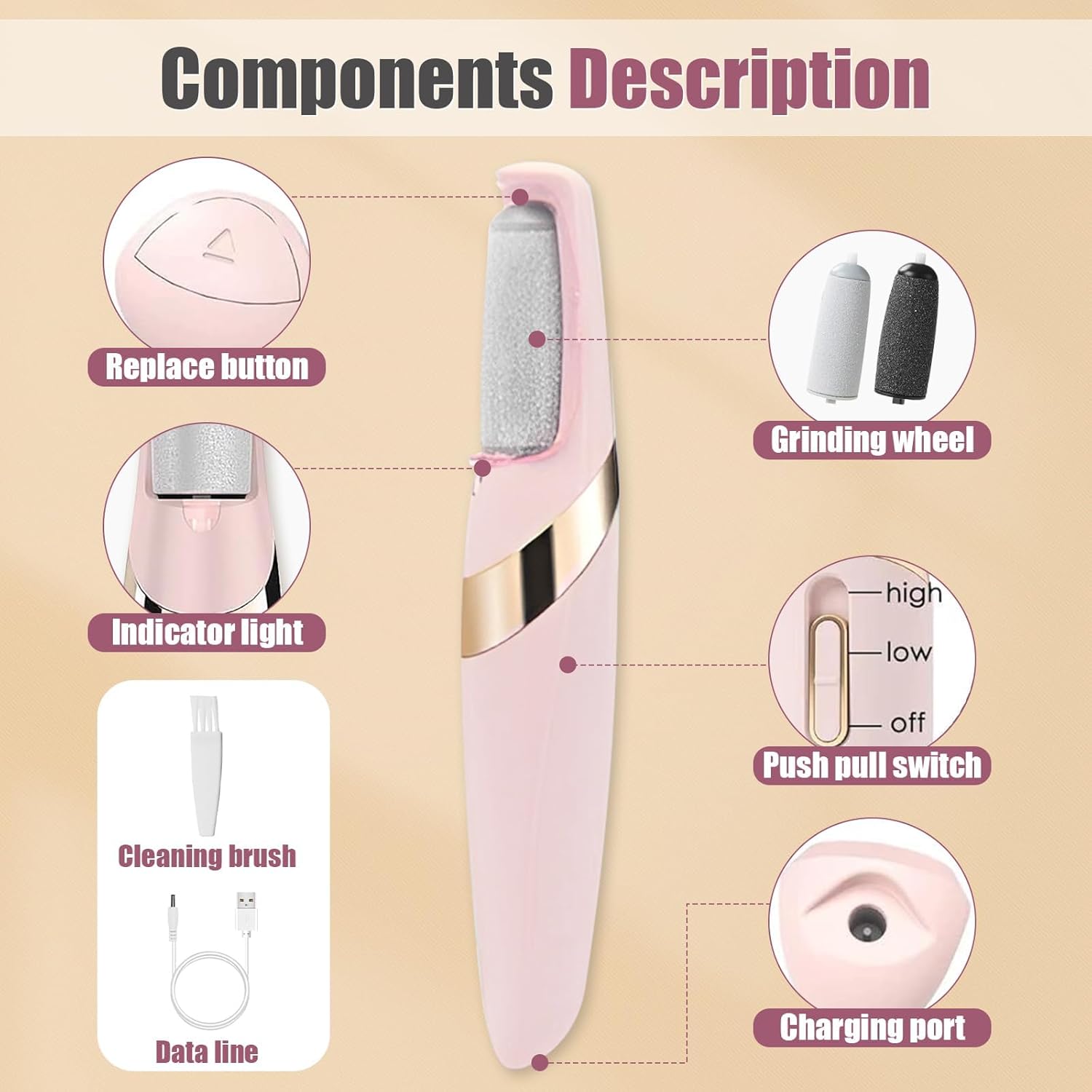 Rechargeable Electric Foot File Callus Remover for Smooth Feet