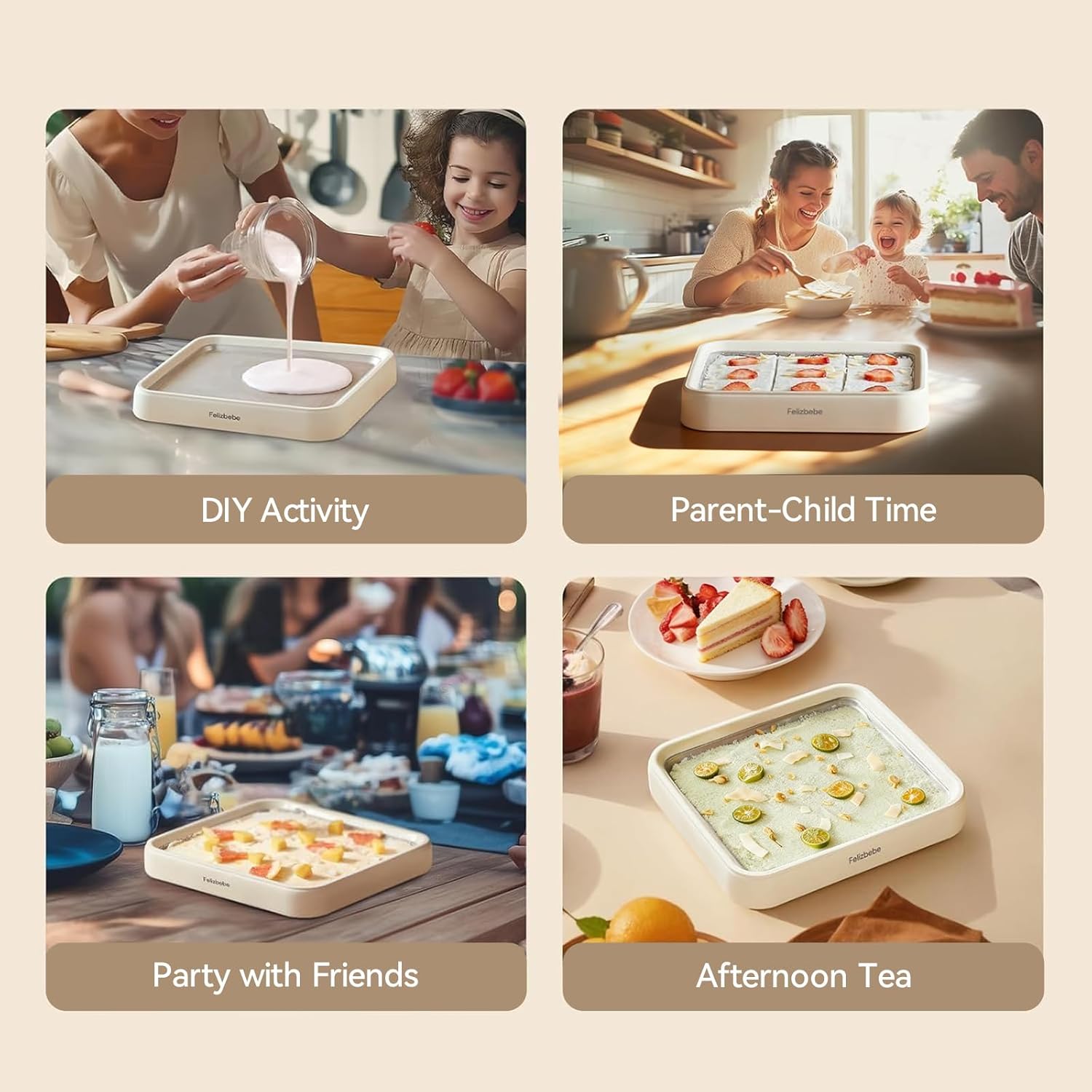 Rolled Ice Cream Maker Kit with Lid and 2 Spatulas
