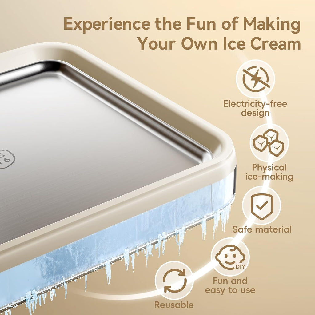 Rolled Ice Cream Maker Kit with Lid and 2 Spatulas