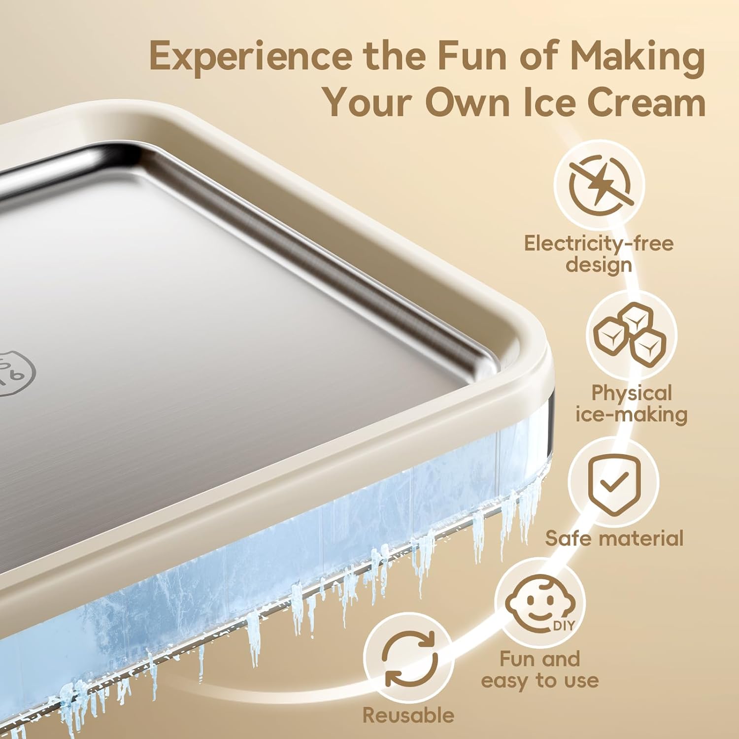 Rolled Ice Cream Maker Kit with Lid and 2 Spatulas