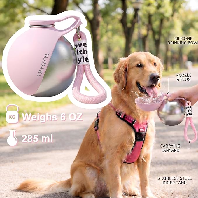 Portable Pet Water Bottle with Foldable Bowl