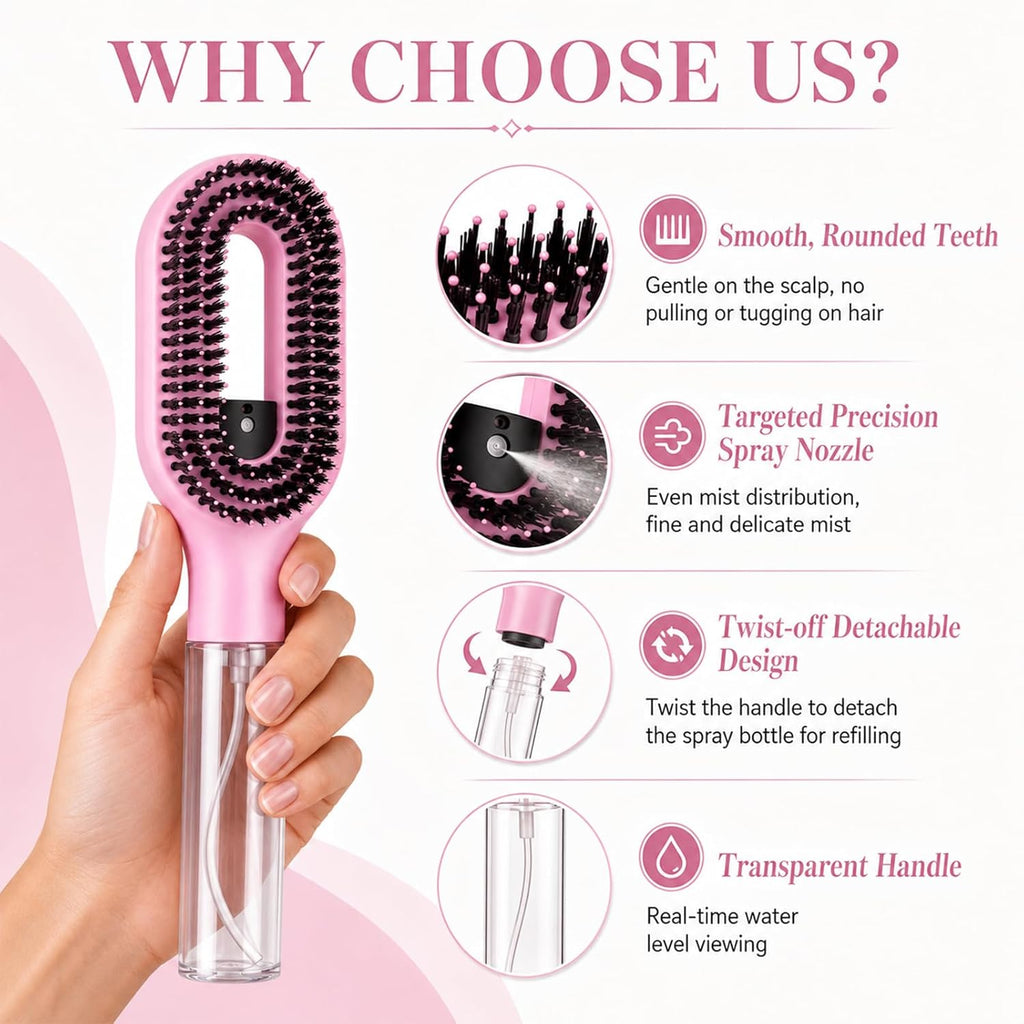 2-in-1 Detangling Spray Hair Brush
