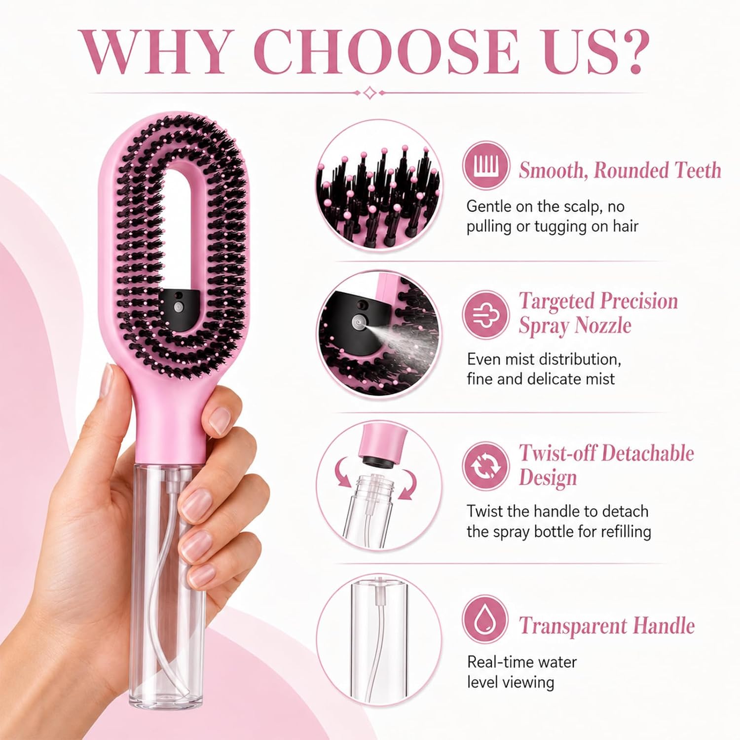 2-in-1 Detangling Spray Hair Brush