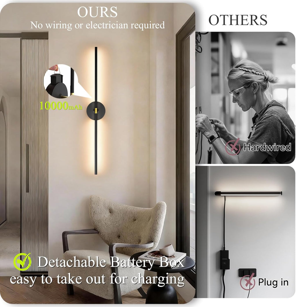 Wireless Rechargeable Wall Sconce Set of 2