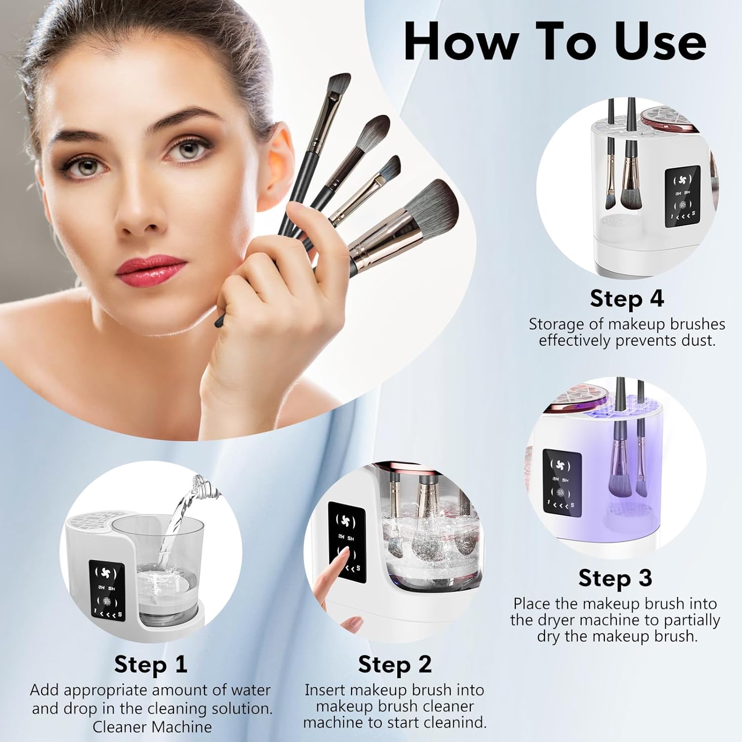 3-in-1 Electric Makeup Brush Cleaner