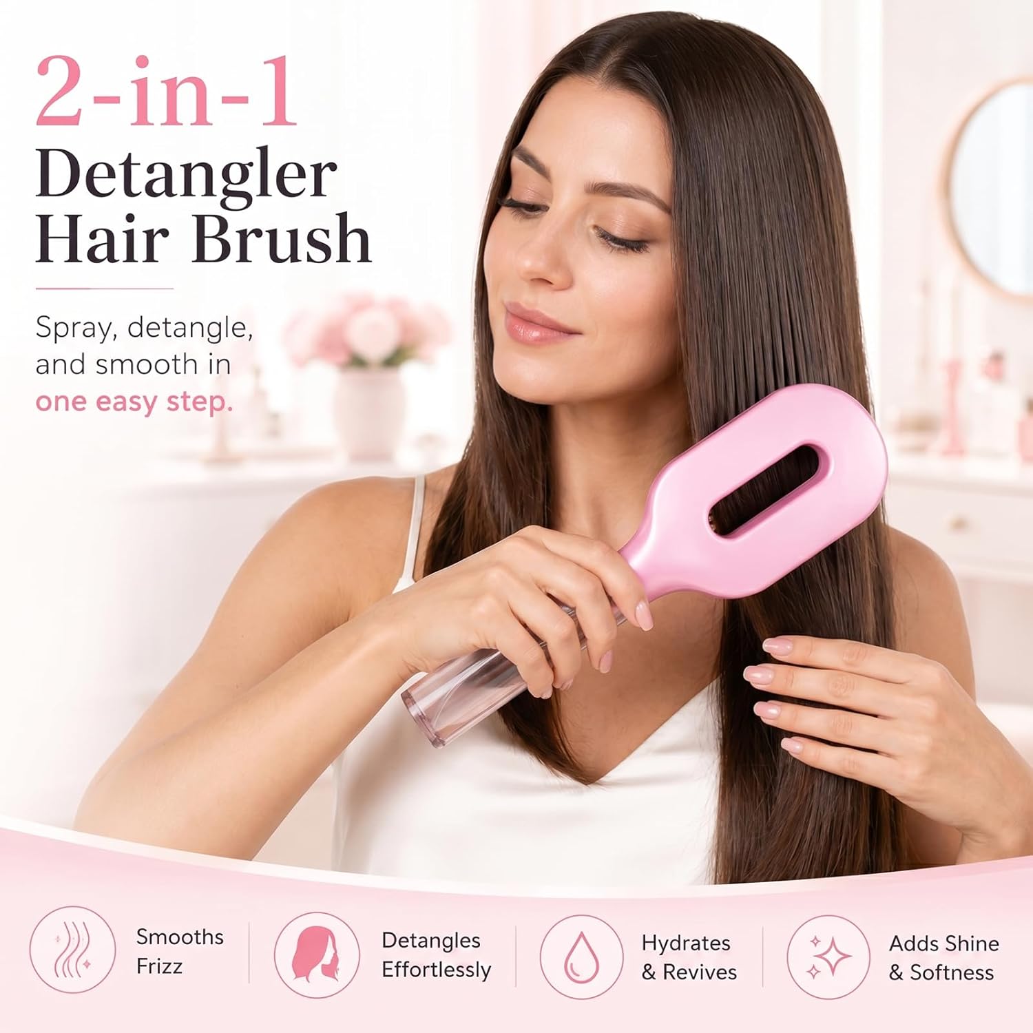 2-in-1 Detangling Spray Hair Brush