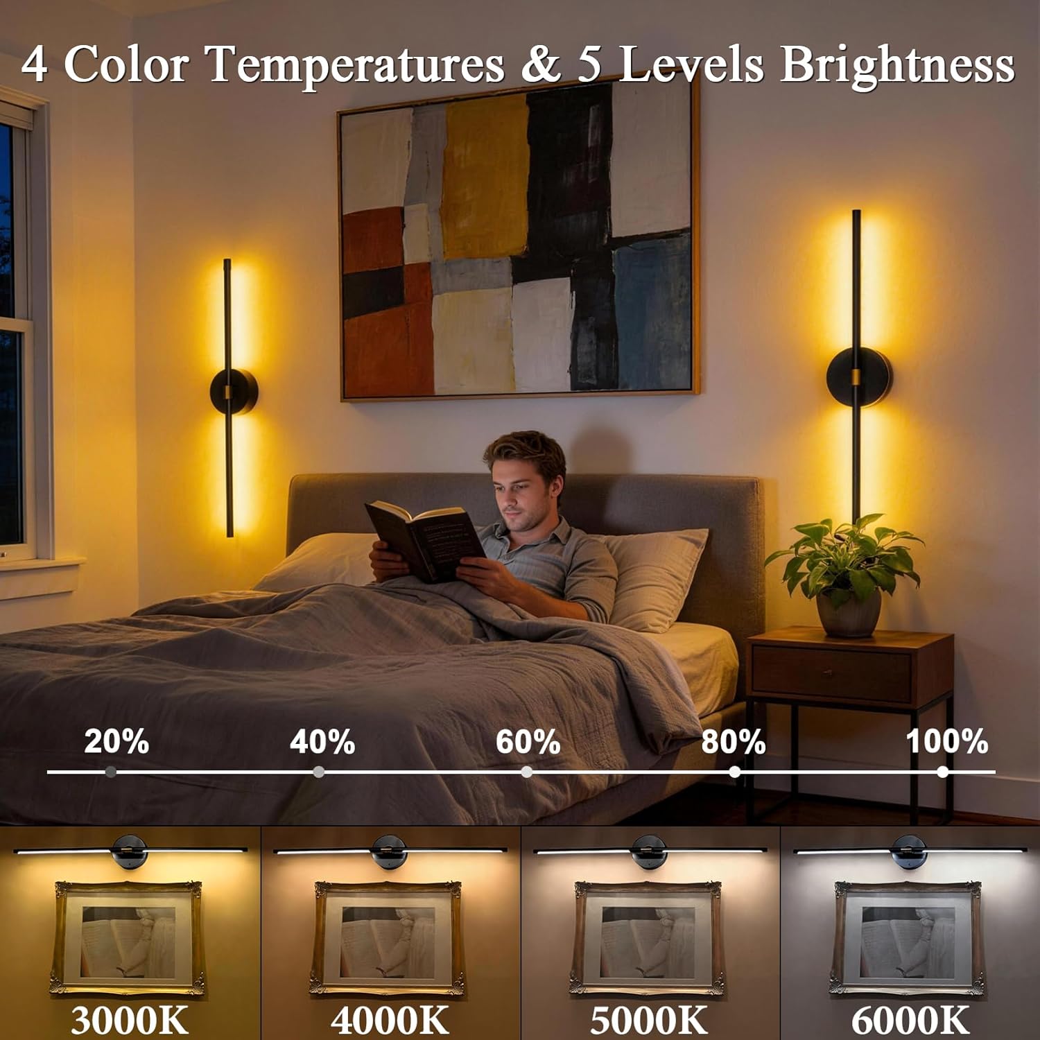 Wireless Rechargeable Wall Sconce Set of 2