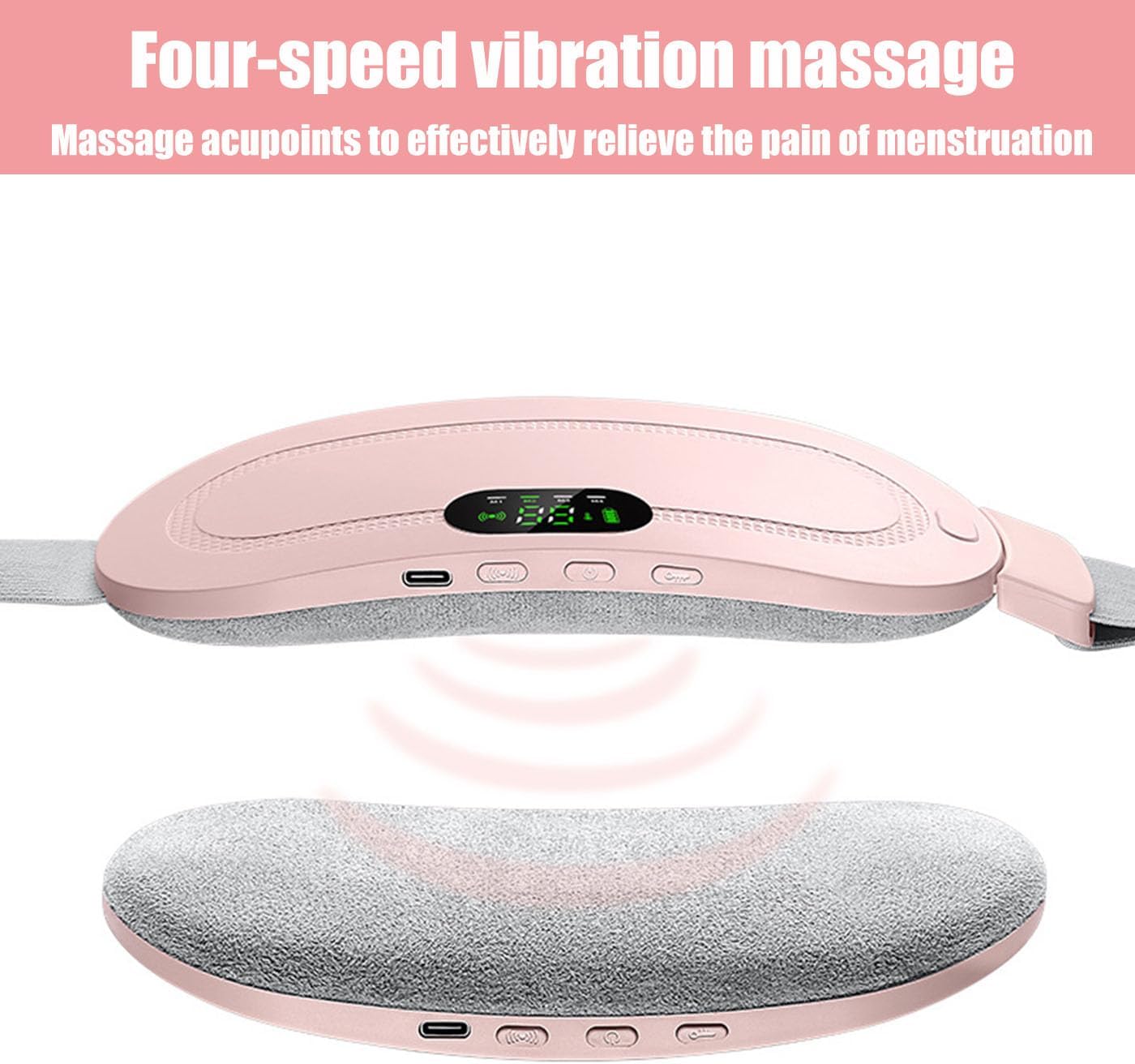 Heating Pad for Period Cramps, Three-Speed Adjustment，Portable Cordless Rechargeable Heating Pad for Menstrual Pain Relief