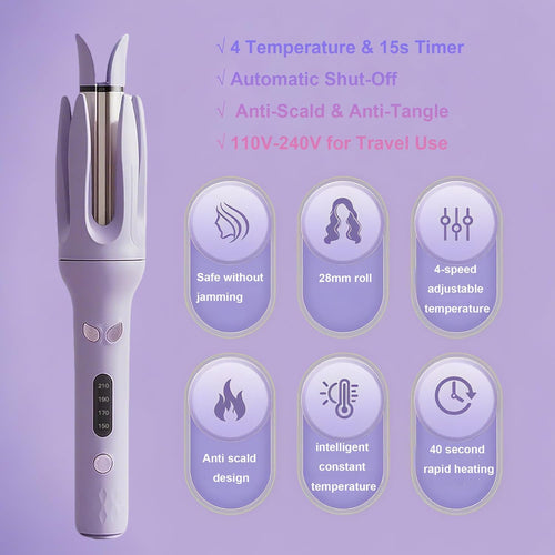 Automatic Ceramic Hair Curler with 4 Temperature Settings