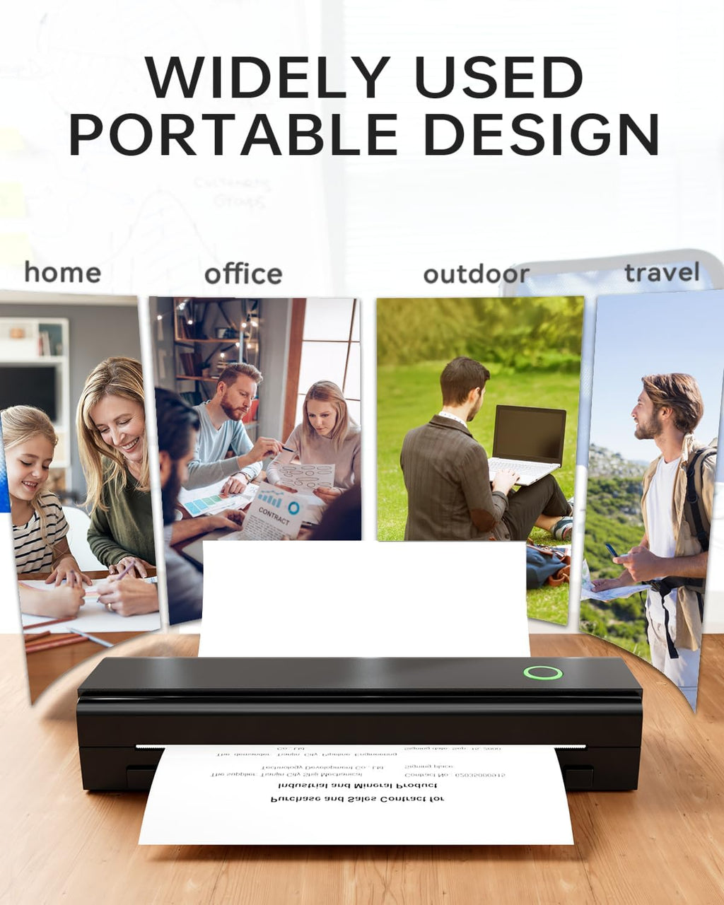 Impresora térmica inalámbrica portátil - Miniimpresora Bluetooth sin tinta para viajes, A4 y Carta de EE. UU., Compatible con iOS/Android/Portátil
