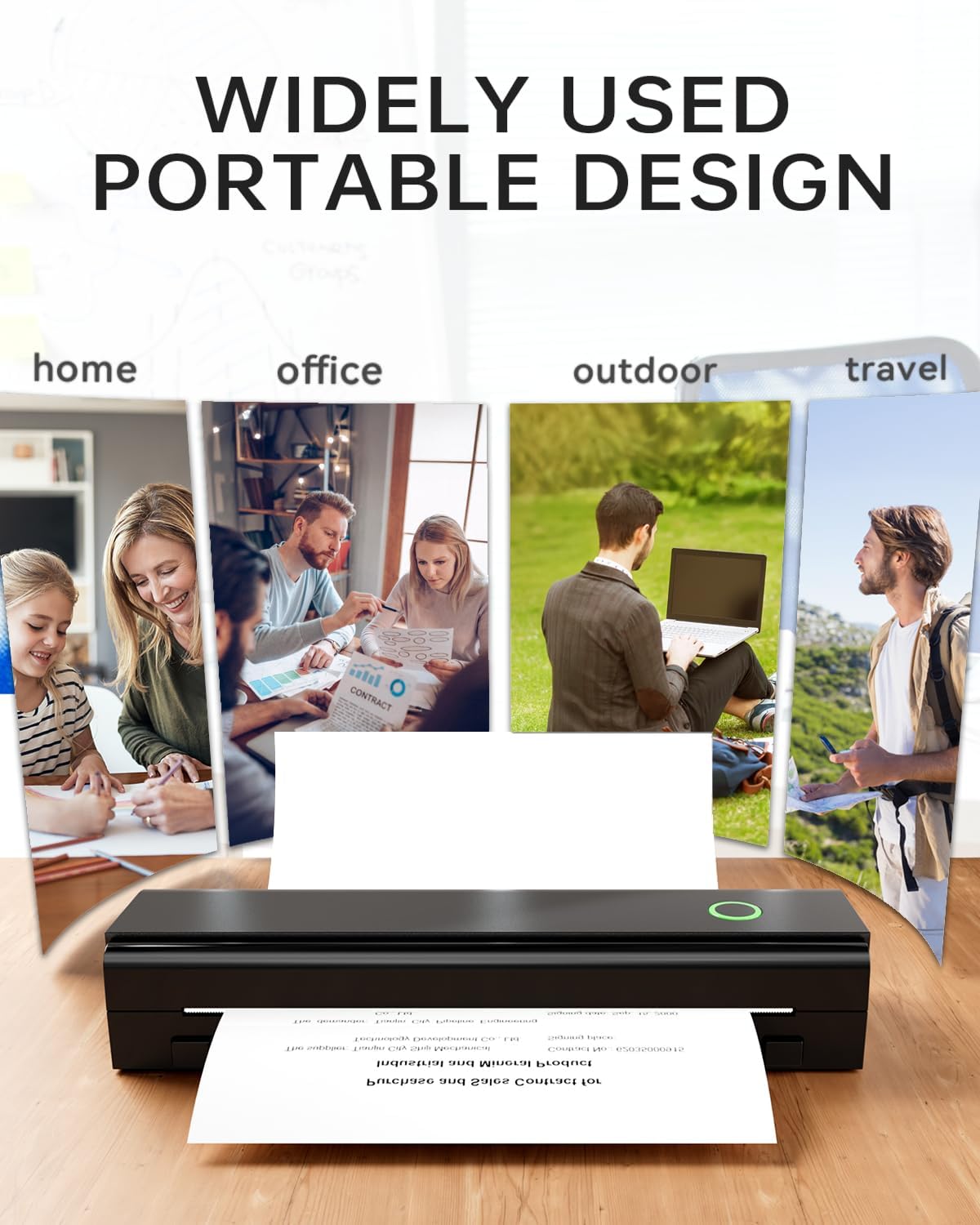 Portable Wireless Thermal Printer – Inkless Bluetooth Mini Printer for Travel, A4 & US Letter, iOS/Android/Laptop Compatible