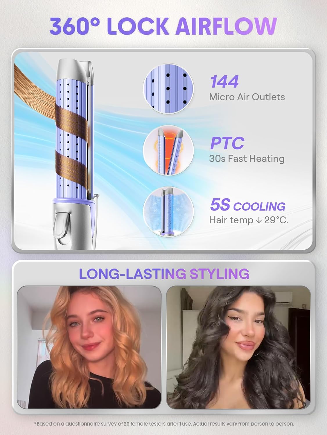 Manual Airflow Styler Curling Iron, 2 in 1 Hair Straightener & Curler, 360° Cool Air Lock, 1 inch, Anti-Scald Flat Iron, 4 Temps, Fast Curling Straightening Less Damage for Long Short Hair