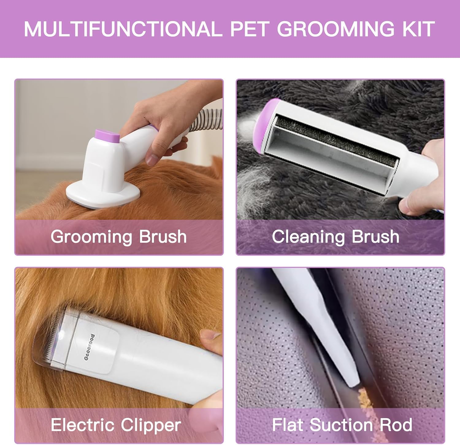 PetPopp™ Professional 5-in-1 Pet Grooming Vacuum Kit