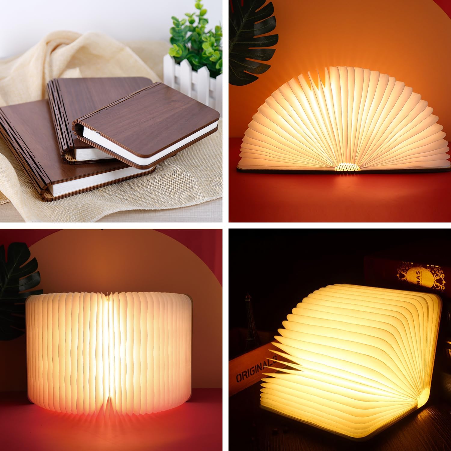 Wooden Folding LED Book Lamp