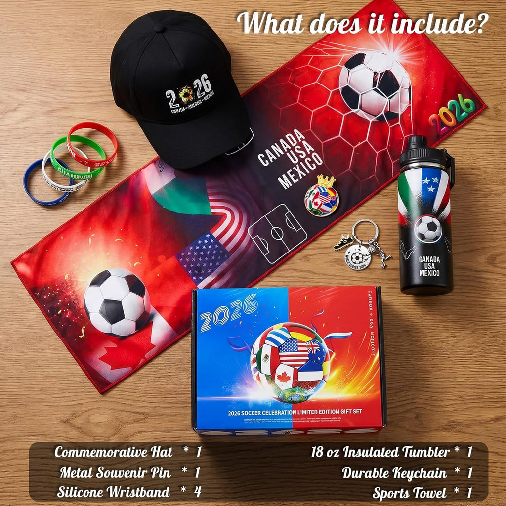 Soccer fan gift basket accessories overview
