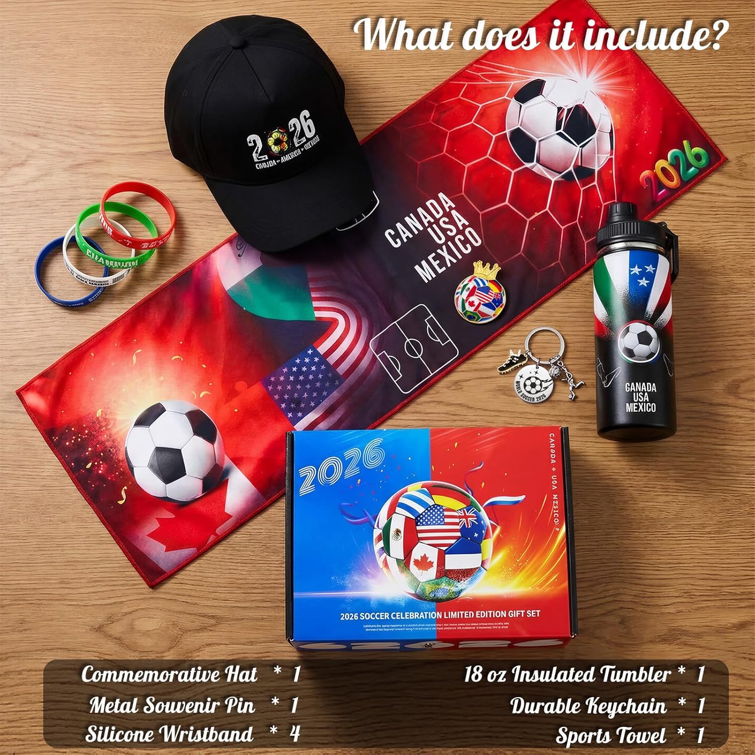 Soccer fan gift basket accessories overview
