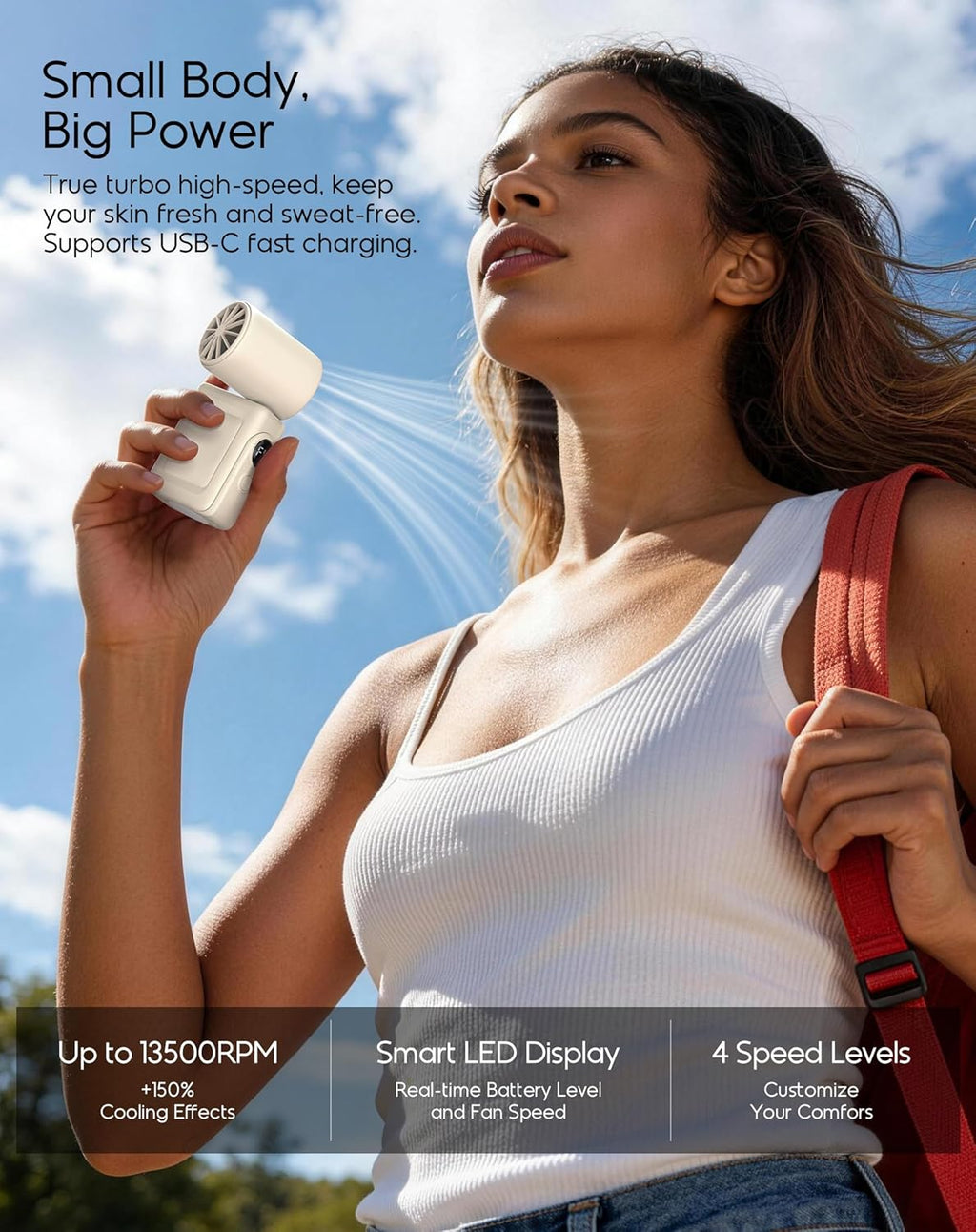 Portable Clip-On Mini Fan with LED Display