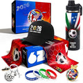 Soccer fan gift basket set with tumbler hat towel wristbands and accessories