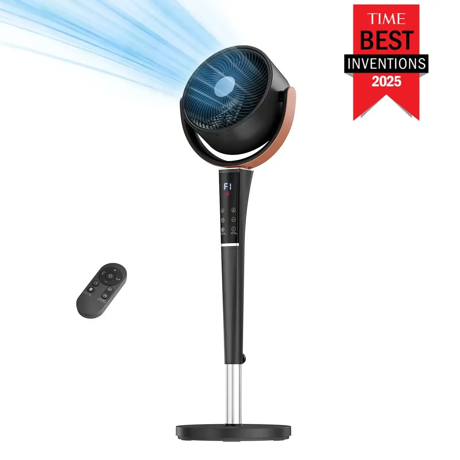 Black quiet air circulator standing fan with remote control