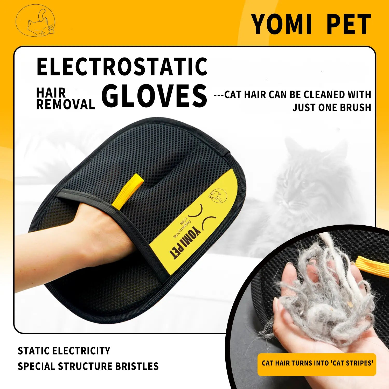 Reusable Static Pet Fur Removal Glove - Effortless Hair Cleaning Tool for Sofas Carpets and Grooming Pets