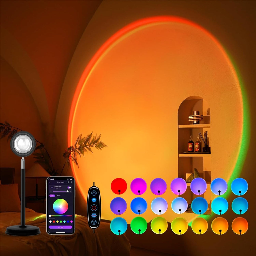 Sunset Projection Lamp | Rotating Ambient Mood Light 180 Degree Rotation-Push Button Switch & APP Control Projector